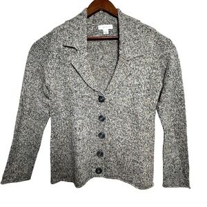 Christopher & Banks Knit Cardigan Sweater Womens Gray Collared Button Front S‎